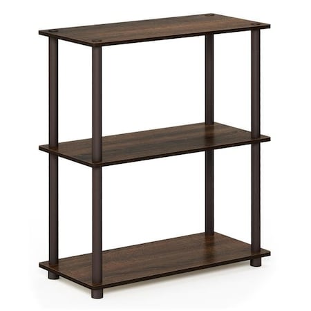 Furinno Furinno 10024WN-BR Turn-N-Tube 3-Tier Compact Multipurpose Shelf Display Rack - Walnut & Brown 10024WN/BR